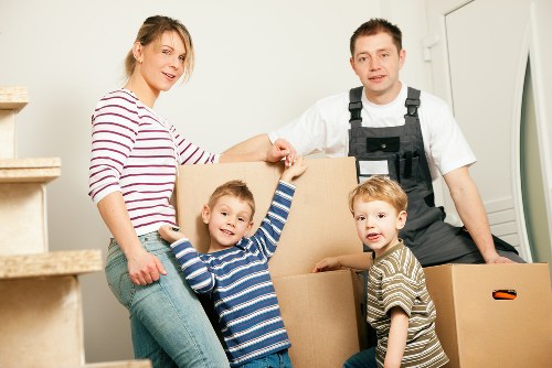 South Kensington movers sorting reusable packing materials for recycling