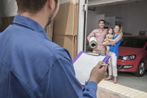 Local furniture removal service navigating a South Kensington apartment building