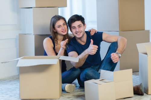 Removal van loading boxes and furniture for a South Kensington home move