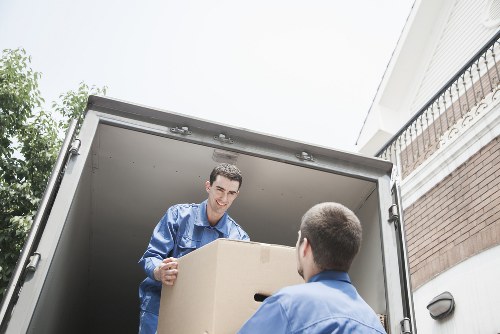 Careful packing of office equipment for a South Kensington move